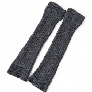 Gray Ribbed Knit Leg Warmers, 90s Vintage Knitted Leg Warmers Charcoal Grey